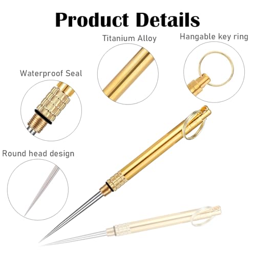 Image of 5 Pcs Portable Toothpicks with Key Ring Metal Titanium | Multifunctional, For Outdoor Picnic and Camping