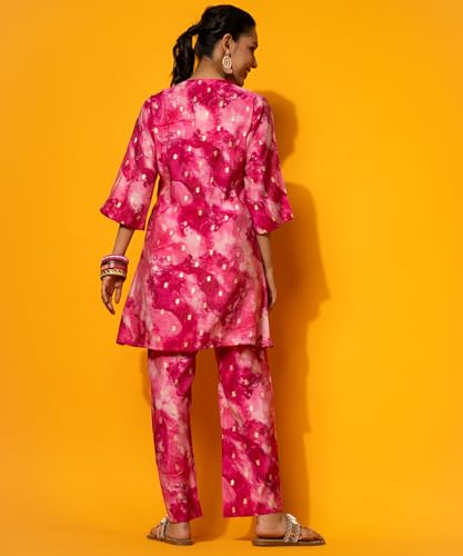 Image of Libas Womens Printed Silk Blend Co ord Set for Women | daily wear | casual wear | office wear