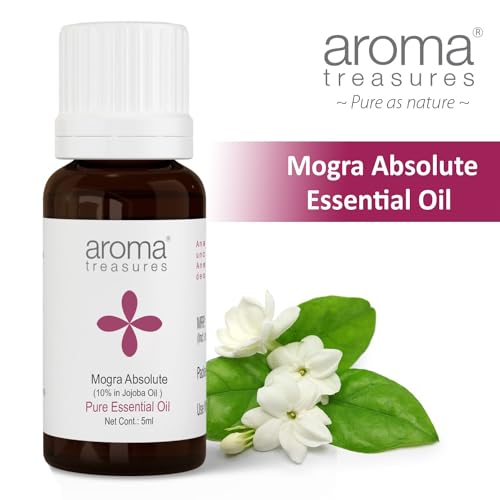 Image of Aroma Treasures Mogra Absolute Essential Oil | 100% Pure & Natural Theraputic Essential oil for healthy Skin, body, Aromatherapy - 10ml