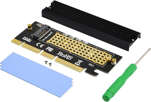 ADWITS PCI Express 3.0 4X 8X 16x auf M.2 NVMe und AHCI SSD Adapterkarte mit Kühlkörper ohne Halterung und kompatibel mit Samsung 960 970 EVO PRO WD Schwarz und mehr