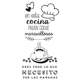 Capitan Vinilo – Pack 2 Vinilos de Pared Decorativos para la Cocina – Pegatinas Cocina Decorativas - Frases Decorativas Pared Cocina - Vinilo Decorativo Cocina (Nº01, 40x50cm)