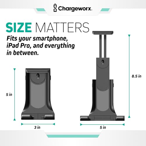 CHARGEWORX Airplane Tablet Holder Mount, Secure Clamp, 360° Rotation, Secure Clamp with Multi-Directional Viewing Angles | Compatible with iPad, Galaxy, Windows Tablets, Kindle & More by Chargeworx - Image 2