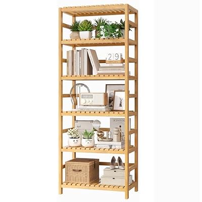 FOTOSOK 6-Tier Bamboo Shelf