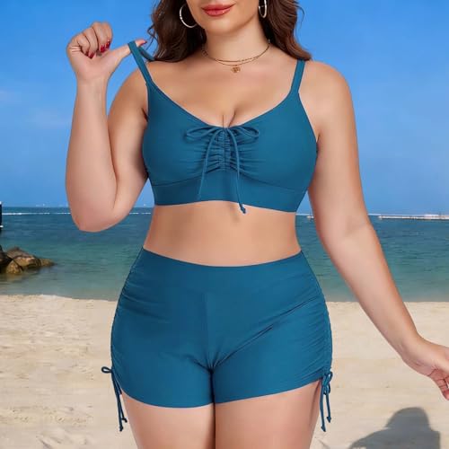 Tankini robe top dissimulant le ventre avec short imprimé chic