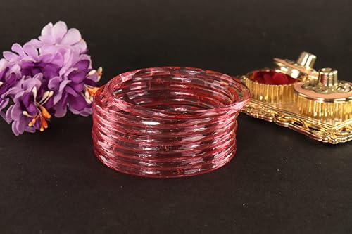 Image of ZULKA Designer Plain Glossy Glass Kada Set For Women & Girls With Diamond Cut Design | Fancy Designer Glass Bangles | Traditional Chudi | Kanch Ki Churi | Stylish Glass Kada For Wedding - Set Of 8
