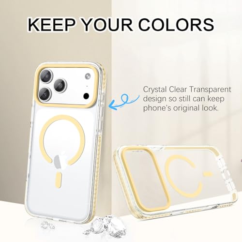 Coque iPhone 17 Pro Max MagSafe antichoc transparente et jaune GaoBao