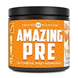 Amazing Nutrition Amazing PRE | Ultimate Pre-Workout Supplement | 30 Servings Powder | 2.5 Grams BCAA Per Serving (30 Servings, Natural Orange)