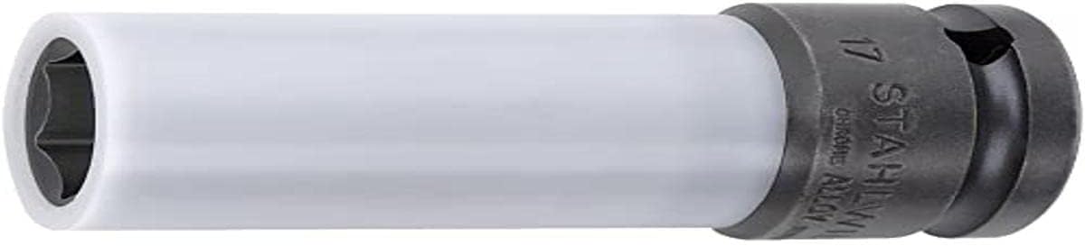 Stahlwille 23091019 1/2" Square Drive Wheel Nut Socket, Size 19 mm, 86 mm Length, Hex Profile, Plastic Sleeve, Made in Germany