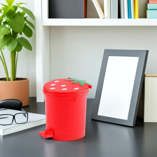 Bote de basura mini con tapa para escritorio rojo miniatura 3