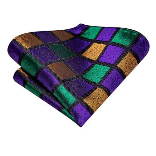 Image of Dubulle Mens Paisley Floral Silk Tie for Men Striped Necktie and Pocket Square Cufflinks Set Wedding Business