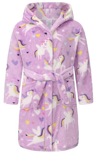 Image of Kid Fleece Hooded Robes Girls Bathrobes Boys Soft Plush Sleepwear Toddler Fuzzy Pajamas