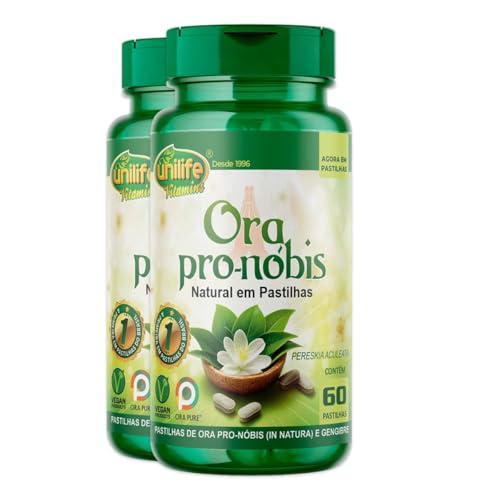 Kit 2 Ora Pro-Nóbis Natural e Gengibre Unilife 60 Pastilhas