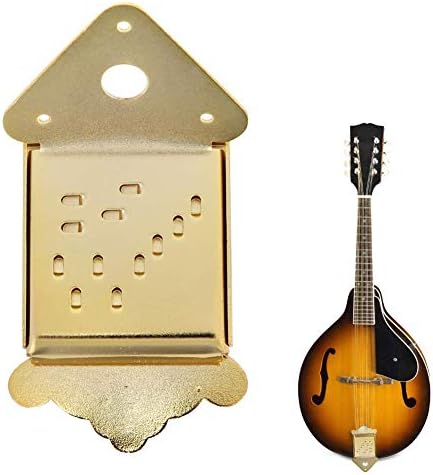 Mandolin Tailpiece,Mandolin Electroplated Metal Bridge Fit for Mandolin 8/10/12 Loop-End String(Golden)