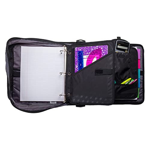 Case-It The Dual 2.0 Zipper Binder Backpack - Two 2 Inch D-Rings - 5 Subject File Folder - Multiple Pockets - 800 Sheet Capacity - Comes With Shoulder Strap - Black Dual-301 #TOP4