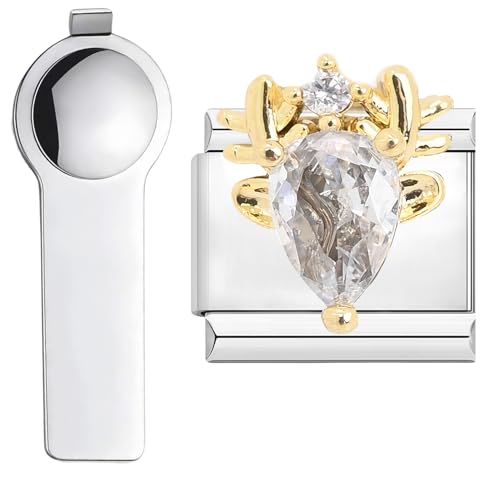 Image of VLYX Personalized Golden Mini Creature Theme Charm, with Installation Tool, Stainless Steel 9mm Italian Link Charm