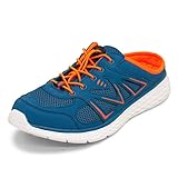  LEKANN No.314 Damen Herren Sabot Pantoletten Slipper Sneaker Clogs  Leicht Atmungsaktiv  Marineblau/Orange Gr. 42 EU