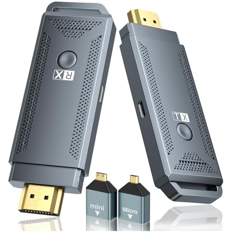 Wireless HDMI Transmitter and Receiver, 100FT Range, Plug & Play Portable Wireless HDMI Extender Supported 4K Decoding/1080P, Streaming from Laptop/PC/TV Box/Camera to Monitor/Projector/HDTV Cover