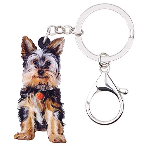 DUOWEI Dainty Yorkshire Terrier Keychain Acrylic Cute Dog Pets Ke...