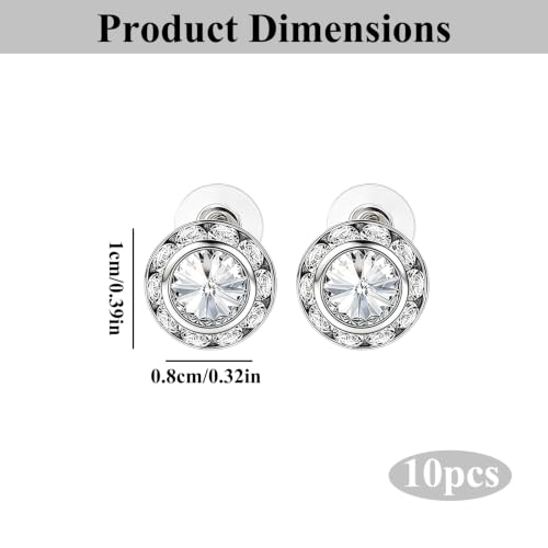 10 Pairs Dance Competition Rhinestone Stud Earrings Round Halo Studs by RUIFUU - Used condition - US$7.40