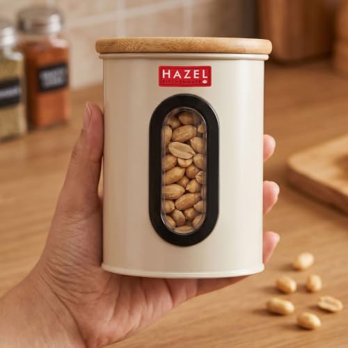 Image of HAZEL Airtight Kitchen Storage Container with See Through Window & Wooden Lid 800ml