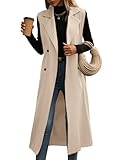 IDEALSANXUN Fall Blazers for Women 2025 Business Casual Outfits Office Work Double Breasted Dress Coat Jacket Long Suit Vest Tops, Khaki, L