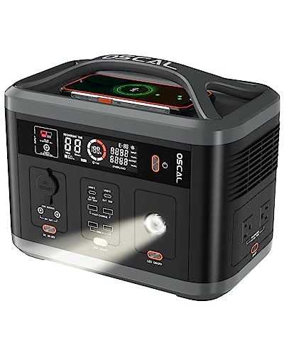 Portable Power Station 666Wh/700W (1400W Peak) OSCAL PowerMax 700 Power...