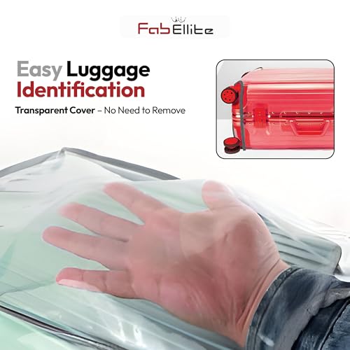 Image of FAB ELLITE Suitcase Cover Medium Size | Pack of 3 Trolly Bag Covers with Zippered Clear PVC Suitcase Covers Protectors for 20, 24 & 28 Inch Luggage | Waterproof, Scratchproof & Dust-Resistant