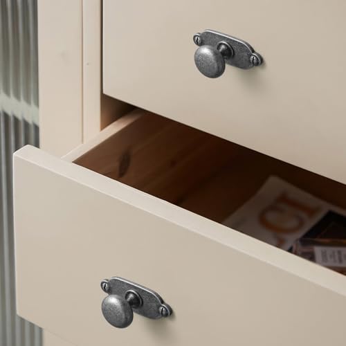 Image of Goo-Ki Weathered Nickel Zinc Alloy Cabinet Large Knob with Backplate - Single Hole Center Cabinet Pull Hardware for Bedroom, Kitchen, 6 Pack（8611-G013）
