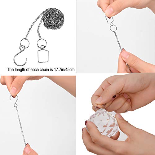 Hisredsun 6 Stück Kristall-Prisma-Kugel mit Metallkette, 30–40–50 mm, K9, facettierte Prismenkugeln, Fenster, Regenbogen, Sonnenfänger, Dekoration