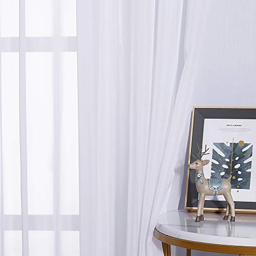 Image of NICETOWN White Sheer Curtains for Bedroom Windows 84 inch Length with Width 37 inch Per Panel, Grommet Casual Voile Sheer with Light Filter Window Treatments for Nursery /Apartment /Living Room, Set of 2