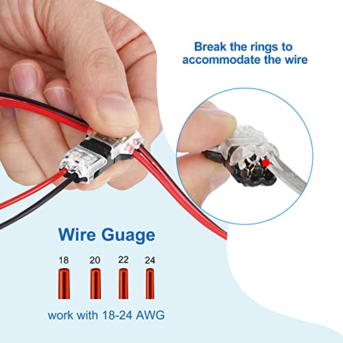 Rifachua 22 Gauge LED Extension Cable and 12 Pcs T Tap Wire Connectors