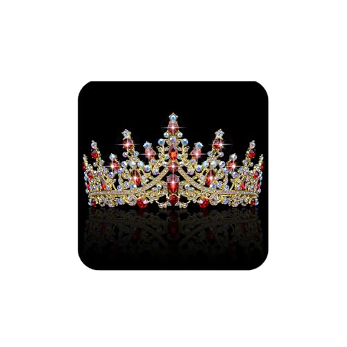 COCIDE Red Crowns for Women Red Tiaras for Women Queen of Hearts Crown corona roja Costume Hair Accessories Royal Crystal Headbands Cosplay Princess Birthday Pageant Bride Headpieces