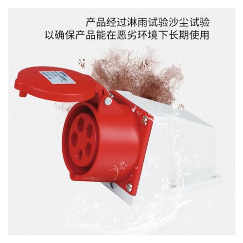 Prise d'aviation industrielle 4P 32A IP44 connecteur femelle encastrable droit triphasé - 5