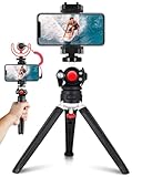 Etour mini Tripod for Camera - 3 in 1 Small Phone Tri pod with Expansion Port, Portable iPhone Stand for Video Recording Vlogging Tripod Compatible with iPhone Go Pro, Canon M50 Digital Camera
