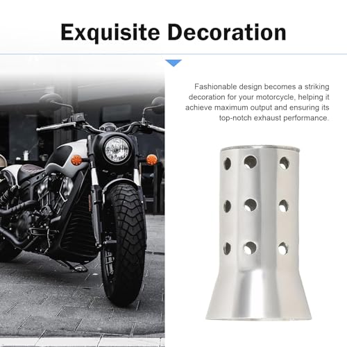Cuymoap 60 mm Motorcycle DB Killer, Stainless Steel Exhaust Muffler Silencer Baffle, Removable Perforated Noise Reduction Muffler, Modified Pipe Accessory for Most Motorcycles (Silver)