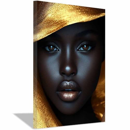 Tableau femme noire élégant en toile encadrée 20x30cm pour salon moderne