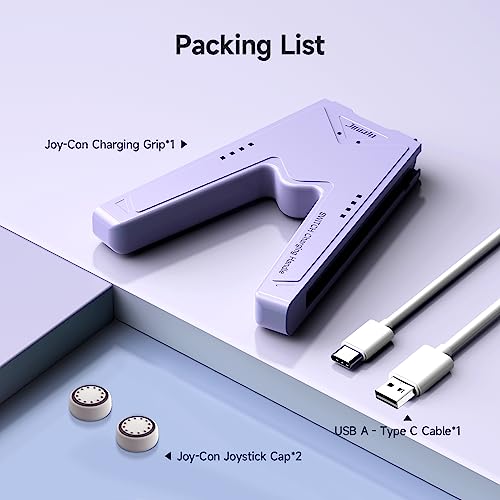 JINGDU Joy Con Charging Grip Handle for Nintendo Switch/OLED, Joycon Controller Charging Grip with Indicators, High Speed Charge While Play, Purple - Image 5