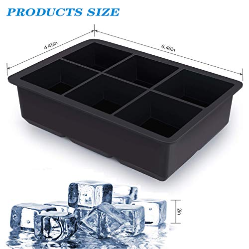 YCbingo Ice Cube Trays 2 Pack - Silicone Ice CubeTray for Making 12 Pcs Large Ice Cubes, Easy Release Reusable Molds Maker for Chilling Whiskey Wine Cocktail Beverages Juice (2) by YCbingo - Image 2