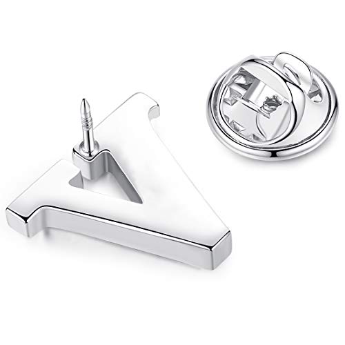 Image of HONEY BEAR Initial Alphabet Letter Lapel Pins Collar Badge Brooches for Mens /Womens Shirt Dress Decoration Silver