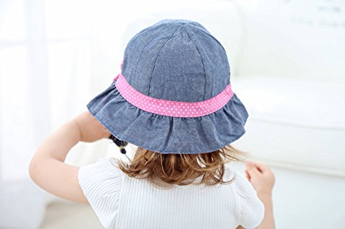 Jerague Toddler Kids Girls Breathable Sun Hats Baby Foldable Denim Sunhat Summer Swim Caps Flower 50 Upf Protection #TOP6