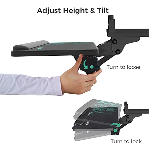 EUREKA ERGONOMIC Height Adjustable Mouse & Keyboard Tray Under Desk, 28x10'' Large Slide Out Swivel Tilt Computer Keyboard Drawer with Mouse Pad for Gaming Home Office Desk, Dual Mount - Image 4