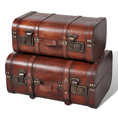 Questo set di 2 bauli in legno vintage sono meravigliosamente realizzati e resistenti, e attireranno gli sguardi nella tua stanza. Il set è disponibile in tre diverse dimensioni per soddisfare le vostre esigenze personali di stoccaggio.
