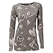 SHOBDW Mujeres Camiseta de Manga Larga con Cuello Redondo y Camisa Impresa...