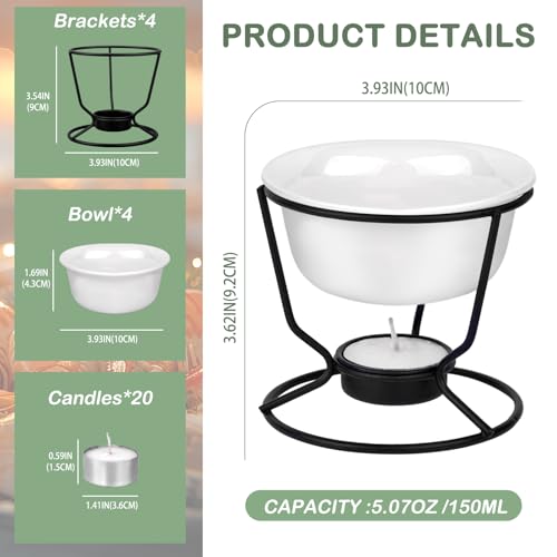 image for Reasmi 4Pcs Fondue Pot Set for Chocolate Butter Cheese, 5oz Butter War
