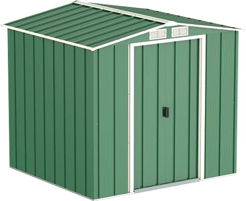 Duramax ECO 8' x 8' Hot-Dipped Galvanized Metal Garden Shed - Anthracite with Off-White Trimmings - 15 Years Warranty