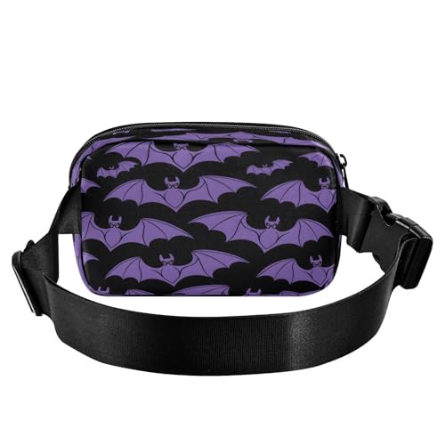 Riñonera morada para pasear al perro y correr con diseño de murciélagos C873 2