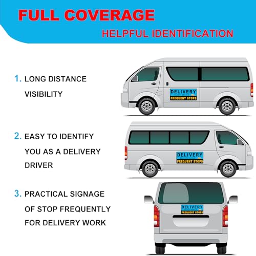 Image of 2 Pack Delivery Driver Car Magnet Signs, Delivery Vehicle Magnetic Car Sign, Reflective Delivery Driver Magnet for Car Frequent Stops (Blue-2 Pack)