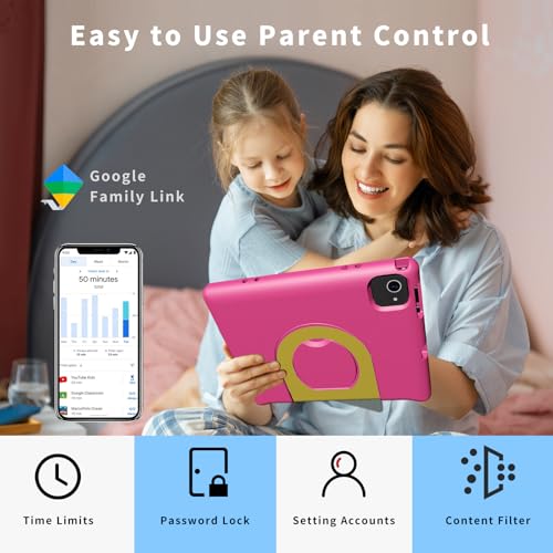 Image of ITDULCET Kids Tablet with Strap, Android 14 Tablet for Kids 10 inch, Toddler Tablets Octa-Core 64GB 1TB Expandable, Children's Tablets with Case, Bluetooth WiFi Parental Control Dual