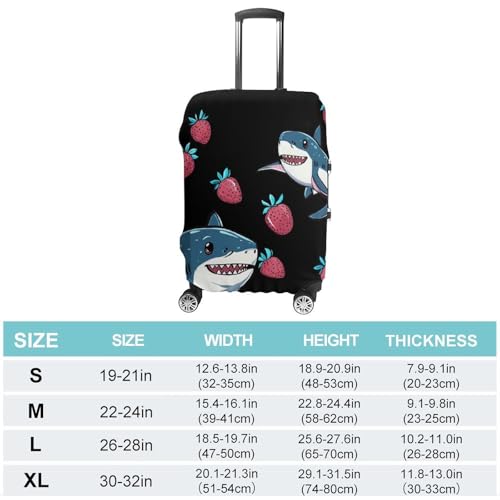 Shark Strawberry Travel Luggage Cover Suitcase Protector Baggage Covers for Men Women XL2