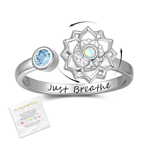 Bague anti-anxiété réglable avec anneau rotatif anti-stress